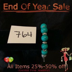 Turquoise (faux) Beaded Bracelet